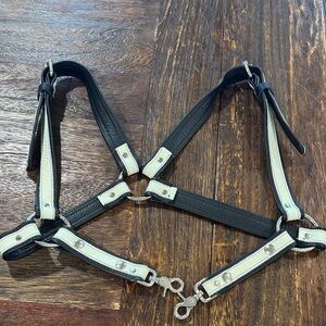 Men's Black and White Leather Harness